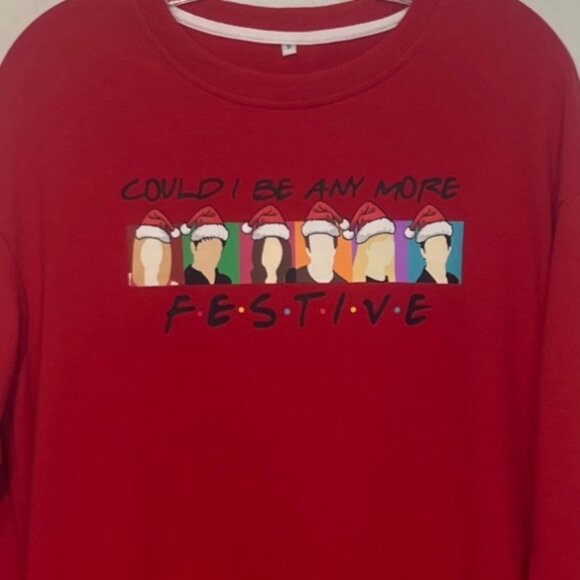Friends Themed Christmas Sweatshirt Womens Small Red Graphic Print - Picture 6 of 9